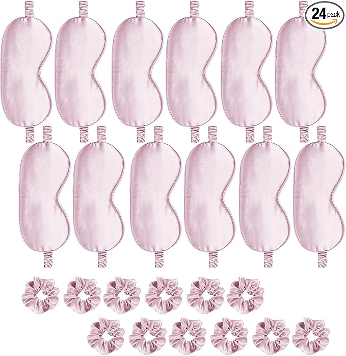 24Pcs Satin Eye Mask Silk Sleep Masks Silky Eyes Cover Blackout Blindfold by WJingYiJia
