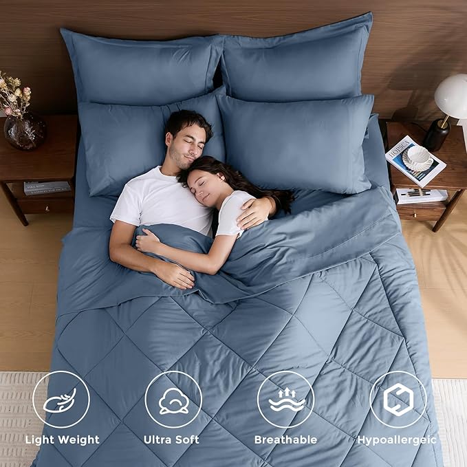 HEVUMYI Dusty Blue Twin-XL Comforter Set - Image 2
