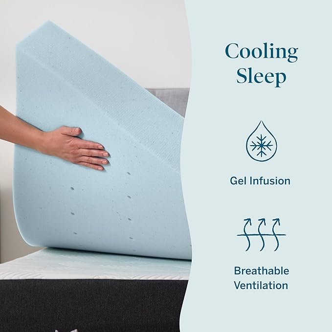 Lucid 4 Inch Memory Foam Mattress Topper, King Size – Cooling Gel Bed Topper – - Image 2