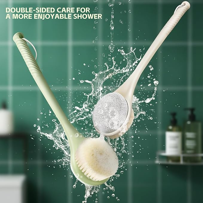 Back Scrubber for Shower, Long Handle Exfoliating Brush, Dual-Sided Bath Brush - Image 2