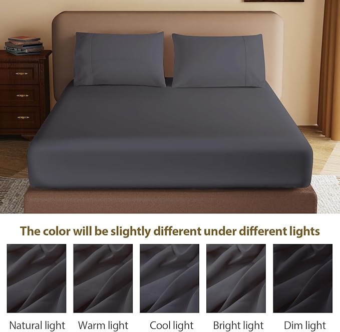 100% Egyptian Cotton Fitted Sheet Twin Size, 600 Thread Count, Soft & Elastic - Image 8