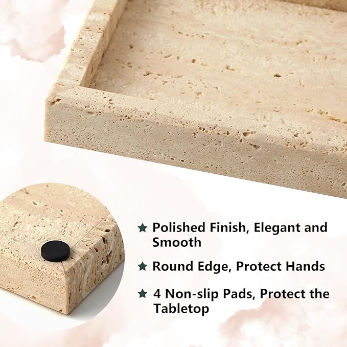 Real Natural Small Marble Tray for Bathroom, Kitchen and Desktop, Rectangle - Image 3