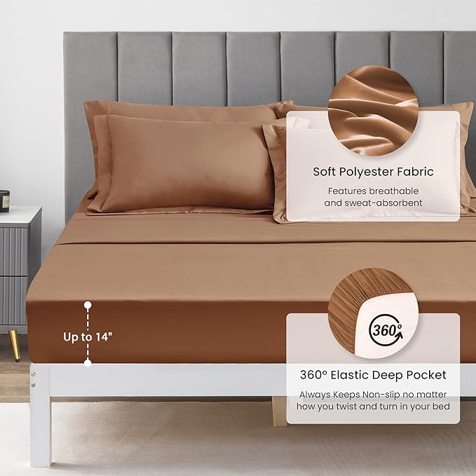 Love's cabin King Size Comforter Set Mocha Mousse, 7 Pieces King Bed in a Bag - Image 6
