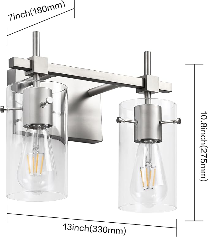 SOLFART 2 Light Wall Scone Vintage Vanity Light Fixtures Brushed Nickel Wall - Image 4