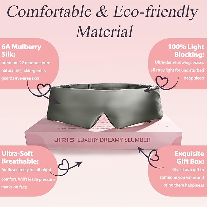 Silk Sleep Eye Mask for Side Sleeper Men Women, Eye Mask Sleeping 100% 22 Momme - Image 4