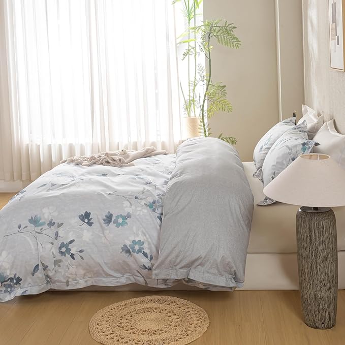 OAITE Duvet Cover Set King Size Floral Pattern Ultra Soft 100% Cotton Duvet - Image 4