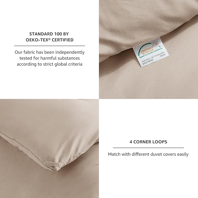 CozyLux Queen Comforter Set Wheat, 3 Pieces Solid Comforters Queen Size - Image 4