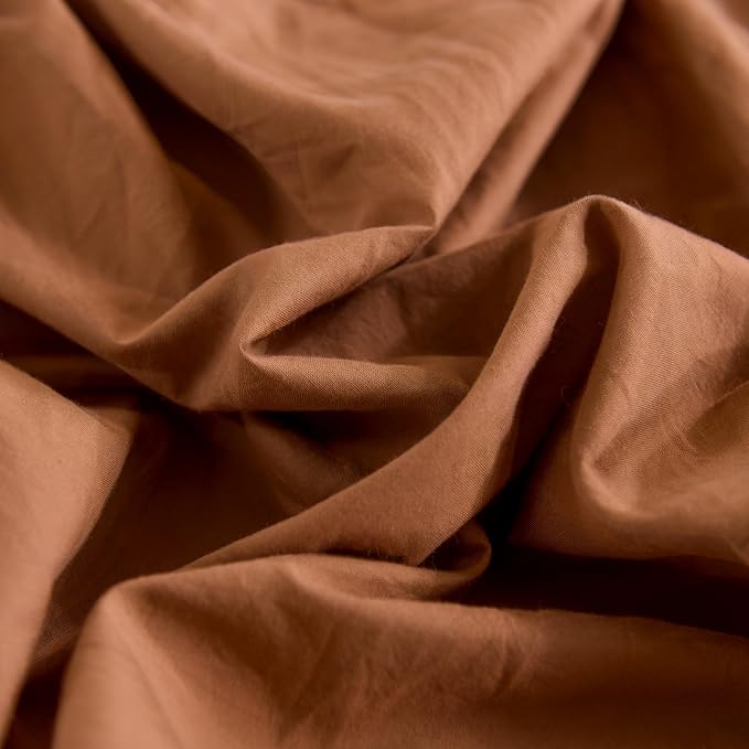 NEXHOME PRO Terracotta Burnt Orange Duvet Cover Set Kids Twin Size Linen Look - Image 9