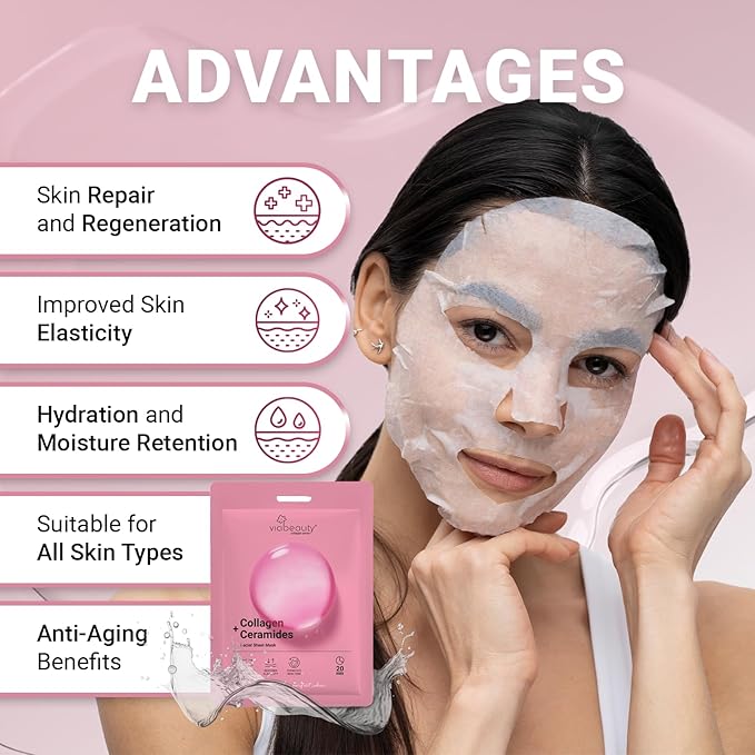 VIABEAUTY 24 Pack of Collagen Face Mask - Image 3