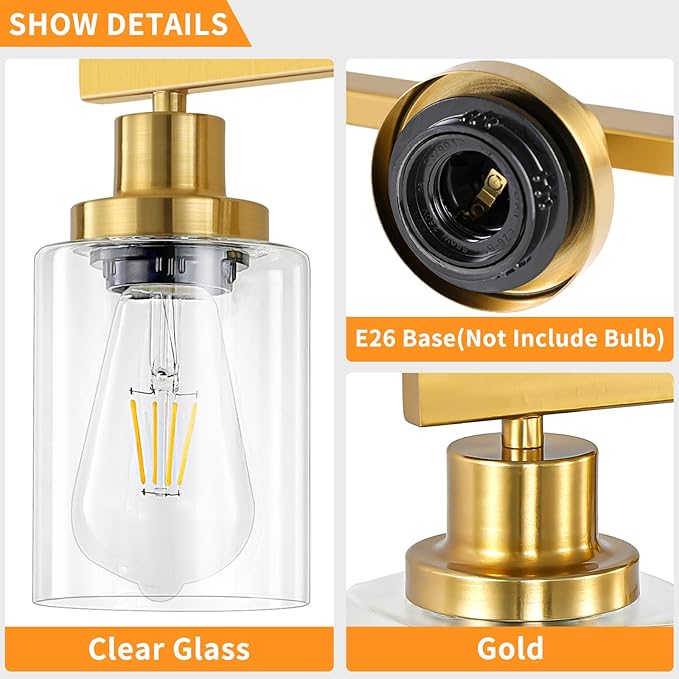 5 Light Gold Bathroom Vanity Light, Bathroom Light Fixtures - Image 4