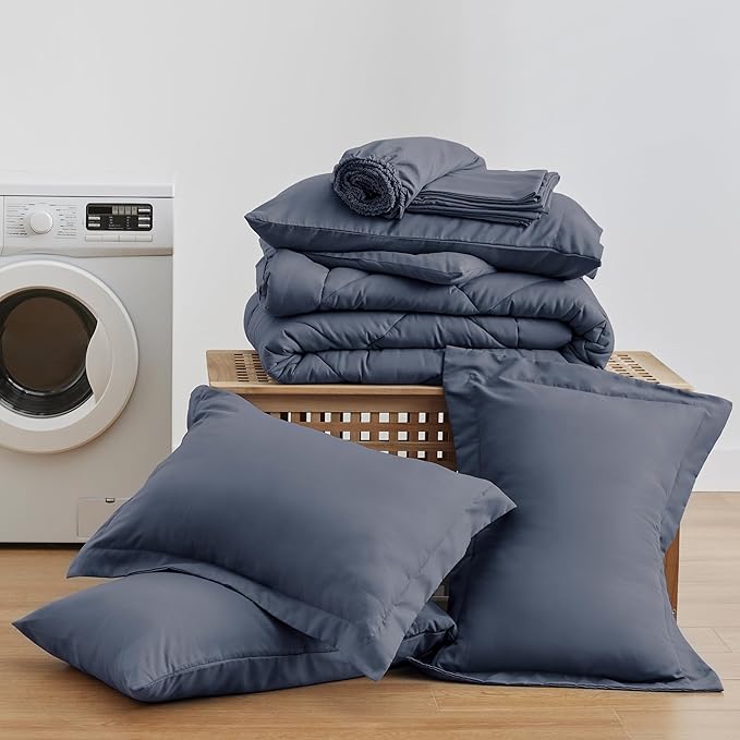 Love's cabin Full Comforter Set Navy Blue, 7 Pieces Full Bed in a Bag, All - Image 6