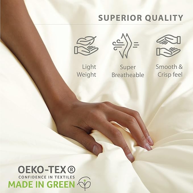 Linen Home 100% Cotton Percale Sheets King Size, Deep Pocket, 4 Pieces Set - Image 7