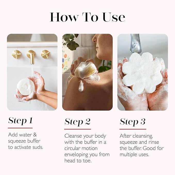 Spongellé Freesia Pear Daisy Spongette Bath Sponge | Built-in Body Wash & Body - Image 5