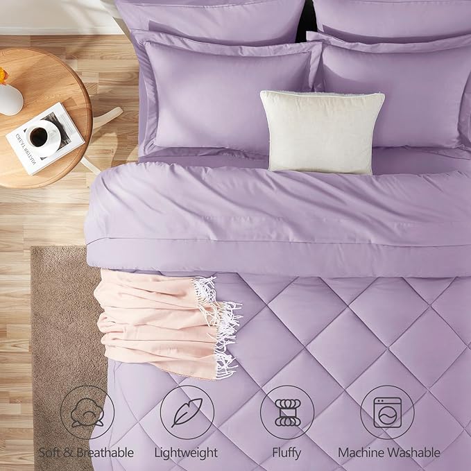 CozyLux King Size Comforter Set Light Purple - Image 2