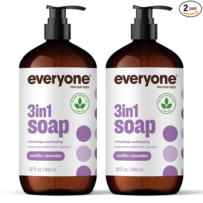 Everyone 3-in-1 Soap, Body Wash, Bubble Bath, 32 Ounce, Vanilla and Lavender by Everyone