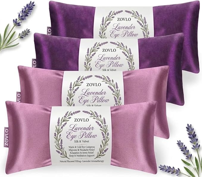 Lavender Eye Pillow for Relaxation, Weighted Eye Mask Heated for Headache - Image 8