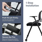 SLKJChr 2 Pack Foldable Office Chairs with Wheels, Mesh Back, Arms and Portable - Folding Office Chairs for Conference Room Chair, Office Guest & Reception & Meeting Chair - (Black) 300 lbs.