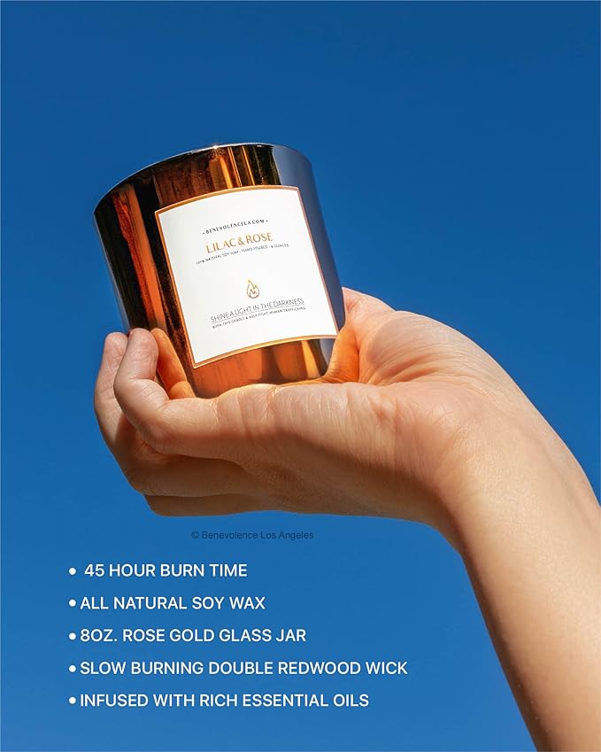 Benevolence LA Lilac & Rose Wood Wick Candles | Soy Christmas Scented Candles - Image 3