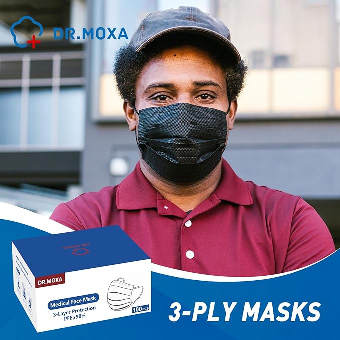 500Pcs Black Medical Disposable Face Mask 3-Ply Protection - Image 7