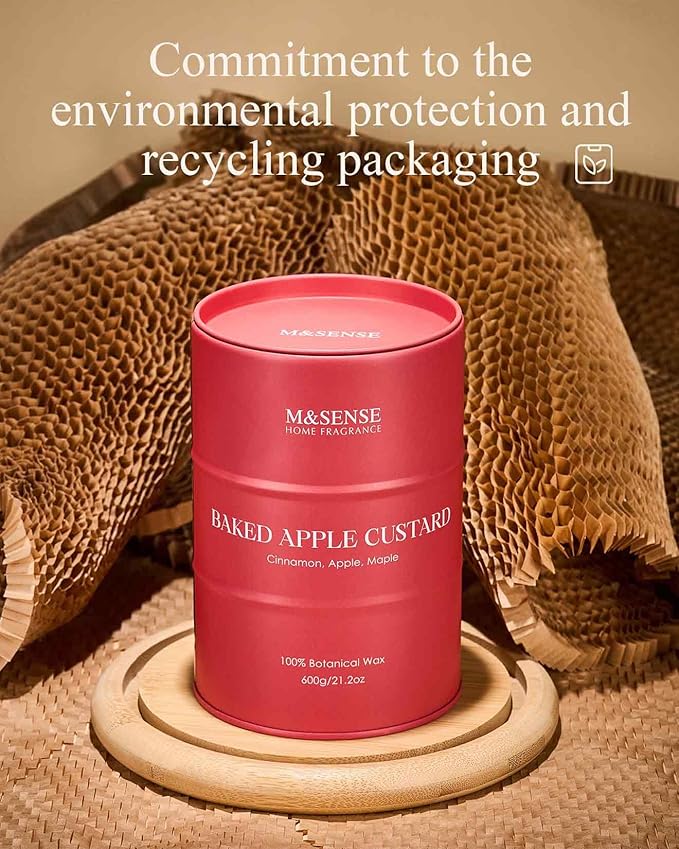 M&SENSE Baked Apple Scented Candles Large, Natural Soy Candles 21.2oz 120 Hour - Image 6