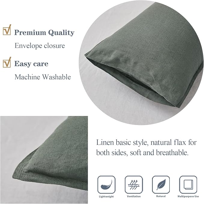 Simple&Opulence 100% Linen Lumbar Pillow Cover 12 x 20 Inches Set of 2 - Image 3