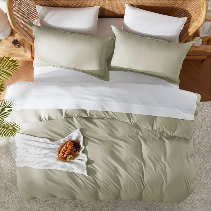 Nestl Light Sage Duvet Cover Queen Size - Image 5
