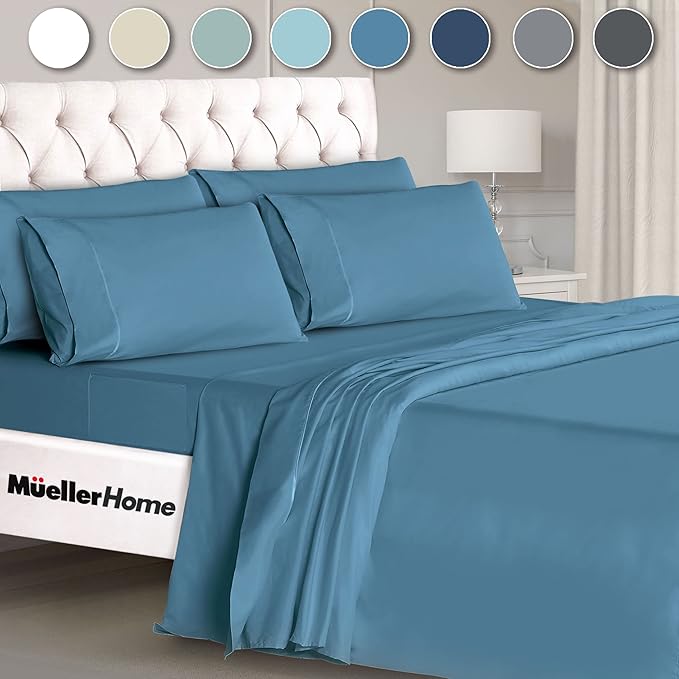 Mueller Ultratemp Bed Sheets Set, Super Soft 1800, 6 Piece California King by Mueller