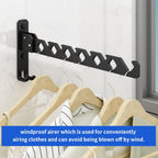 Wall Mounted Clothes Drying Rack, Wall Clothes Hanger Foldable, Laundry Hanger Hook for Bathroom, Wall Clothes Rack Indoor, Perfect for Small Spaces, Matte Black