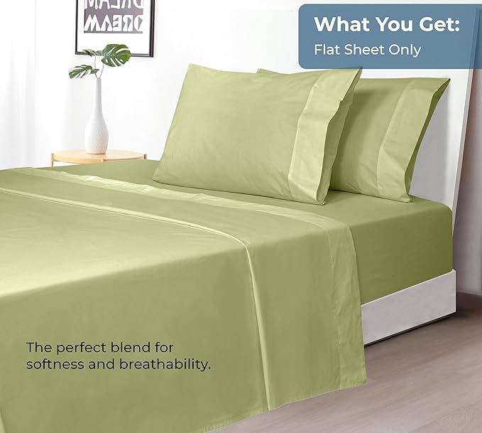 Royale Linens 100% Organic Cotton Full Flat Sheet Only - Image 5