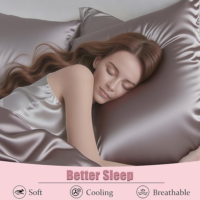 Mulberry Silk Pillow Cases Queen Size Set of 2, Ultra Smooth Soft Breathable - Image 4