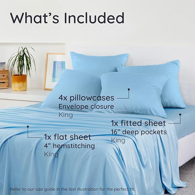 Bambaw 100% Viscose Derived from Bamboo Sheets King Size – 6pcs King Cooling - Image 2