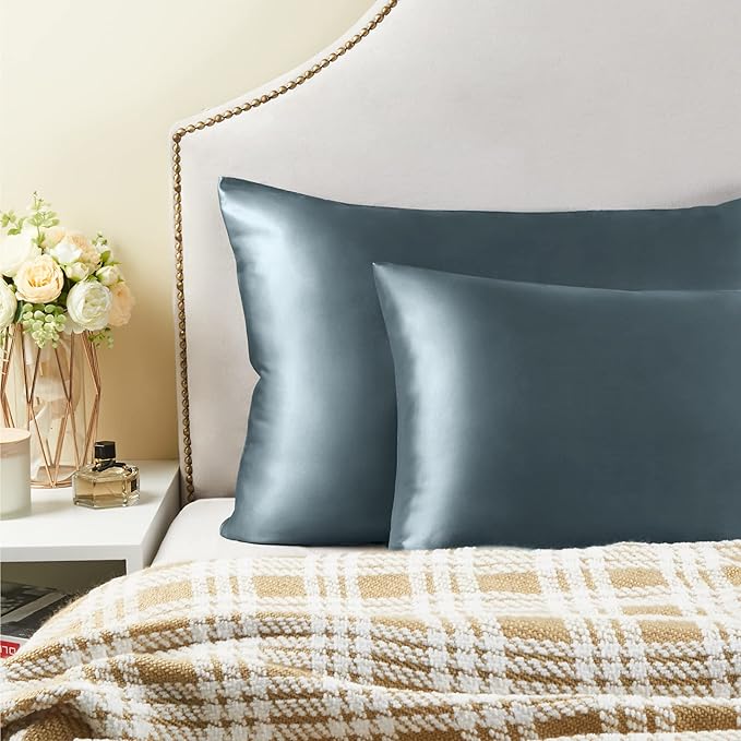 BEDELITE Satin Pillowcase with Zipper, Space Grey King Size Pillow Cases Set of - Image 6