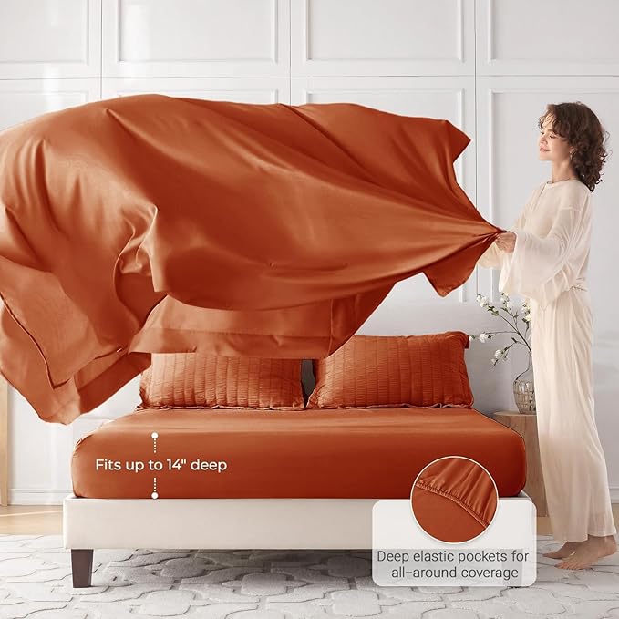 MUXHOMO 7 Pieces California King Comforter Set, Seersucker Bed in a Bag Cal - Image 3
