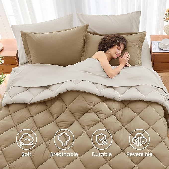 MUXHOMO 5 Pieces Twin Comforter Set, Reversible Bed in a Bag Twin Size - Image 6