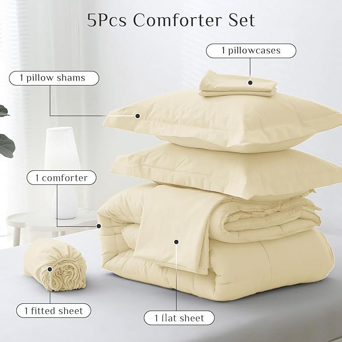 JOLLYVOGUE Twin Comforter Set, Ultra-Soft Bed in a Bag Twin Size 5 Pieces - Image 5