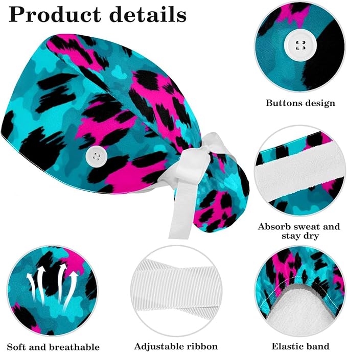 Scrub Cap with Hair Scrunchy, Ponytail Holder Surgical Cap - Image 4