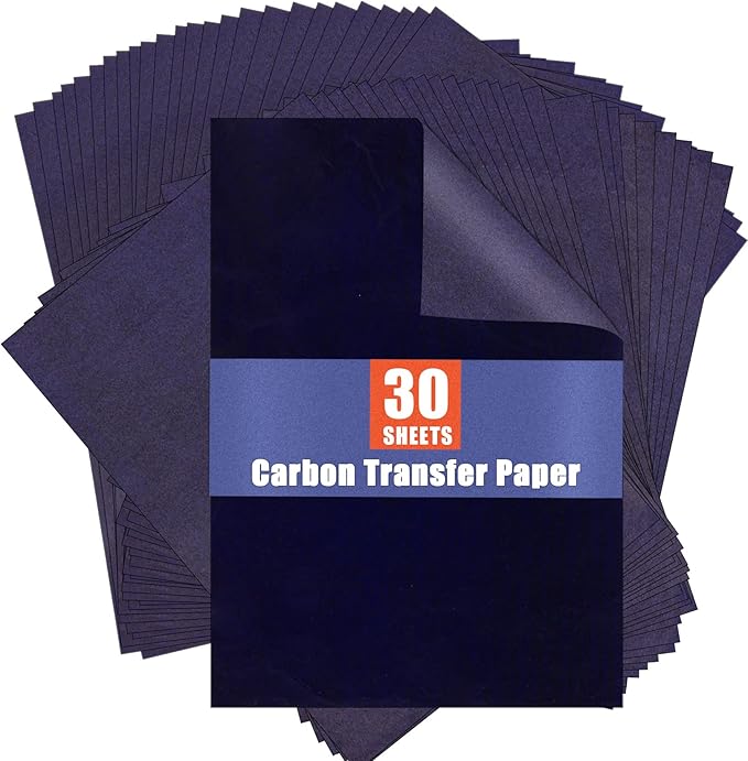 Blue Carbon Paper for Tracing Graphite Transfer-Paper - PSLER 30 Pcs Graphite Paper for Tracing Drawing Patterns on Wood Projects Canvas Fabric Artist Lettering Sketch Drawing A4 Size 8.5 X 11 Inch