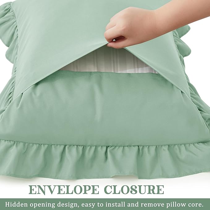 KKJIAF Ruffle Pillow Cases King Size Set of 2, Ruffled Pillow Covers - Image 5