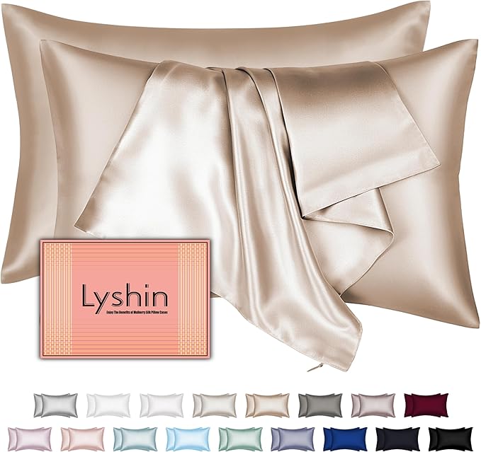 Silk Pillow Cases 2 Pack King Size by LYSHINSILKPILLOWCASES