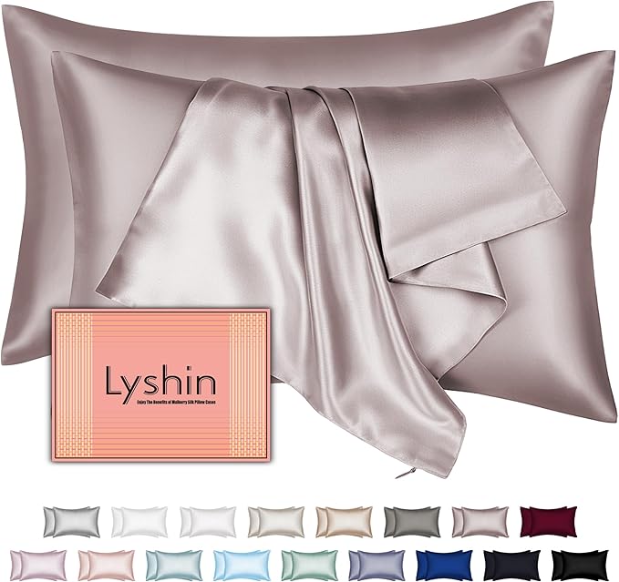 Silk Pillow Cases 2 Pack King Size by LYSHINSILKPILLOWCASES