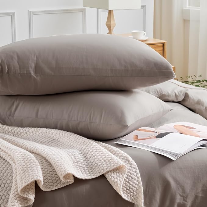 NEXHOME PRO Duvet Cover Set Kids Twin Size Linen Look Textured Organic Natural - Image 5