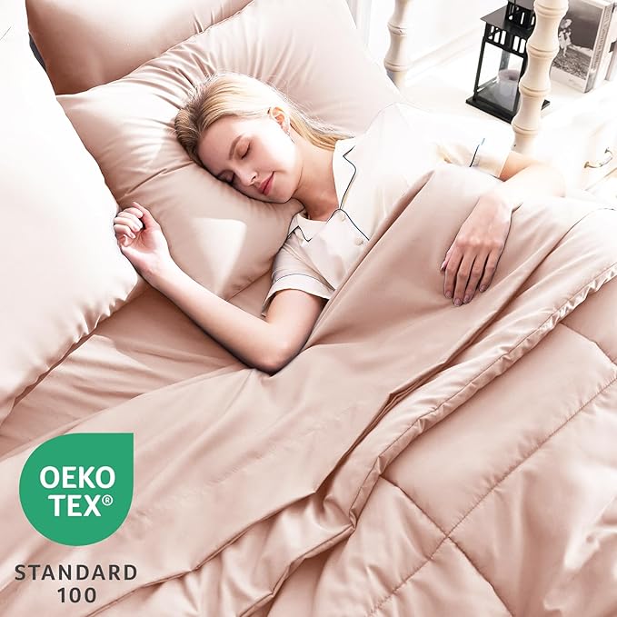CozyLux Twin XL Comforter Set Blush Pink, 5 Pieces Twin Extra Long Bed in a Bag - Image 3
