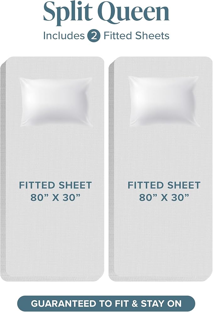 Bare Home Fitted Bottom Sheet Split Queen Size - Image 2