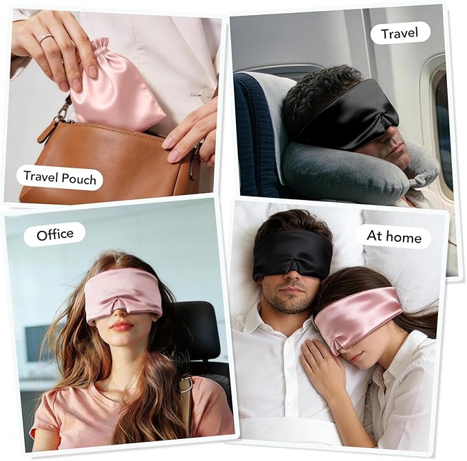 LitBear Silk Sleep Mask for Women Men, Adjustable 100% Mulberry Silk Sleep Eye - Image 8