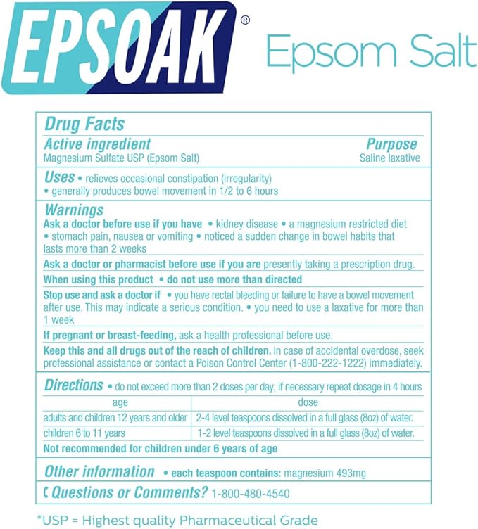 Epsoak Epsom Salt 19 lb. Magnesium Sulfate USP. Resealable Epsom Salt Bag - Image 7
