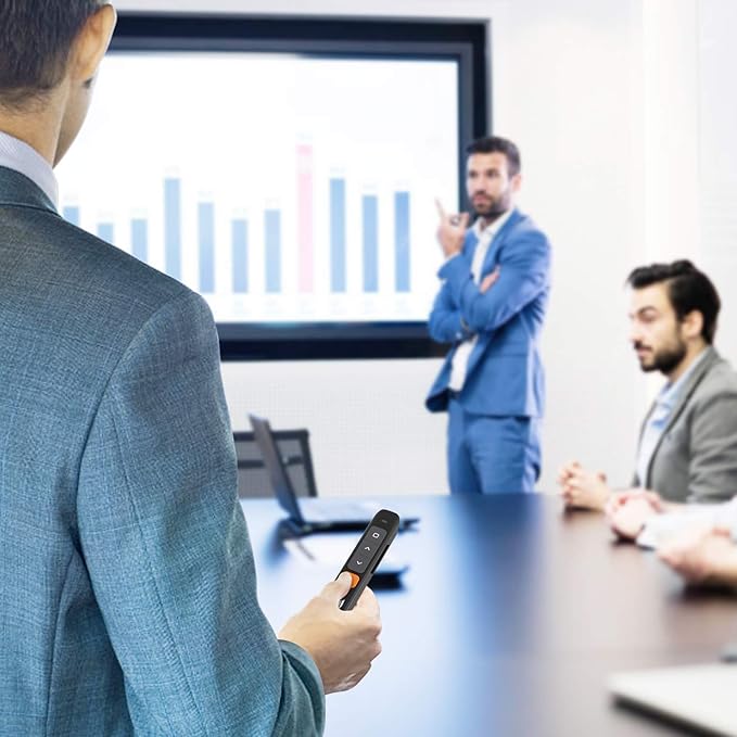 AMERTEER Wireless Presentation clicker for PowerPoint presentations with Hyperlink & Volume Control, RF 2.4GHz USB and Type-C for MacBook/Air/Pro