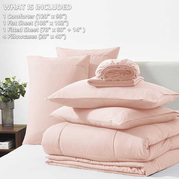 CozyLux Oversized King Comforter Sets Blush Pink, 7 Pieces Bed in a Bag - Image 6