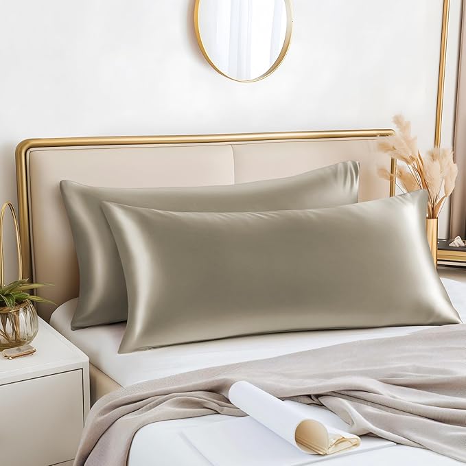 BEDELITE Satin Body Pillow Cover 2 Pack, Super Soft and Cooling Body Pillow - Image 2