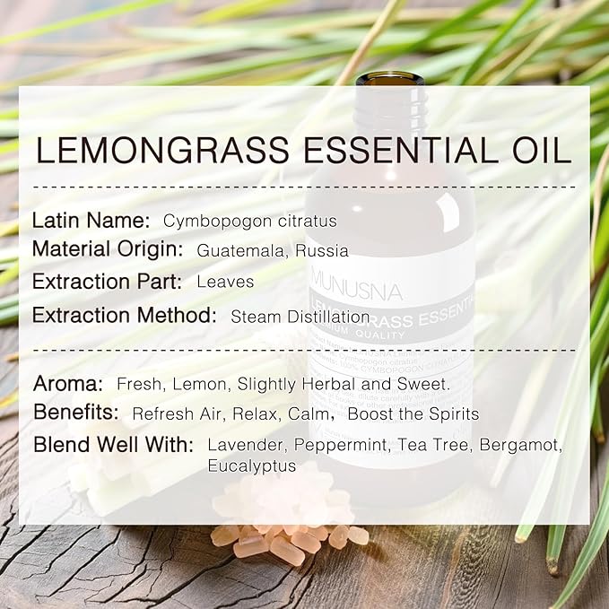 Lemongrass Essential Oil, 100% Natural & Pure Lemongrass Oil 100ML, Premium - Image 3