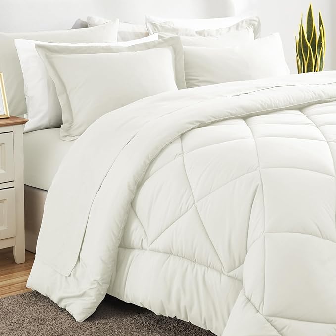 CozyLux King Size Comforter Set Ivory - Image 4
